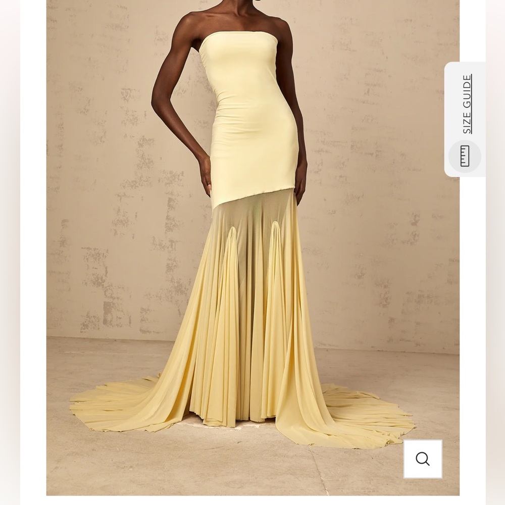 Josiane yellow off-shoulder sheer tulle maxi dress